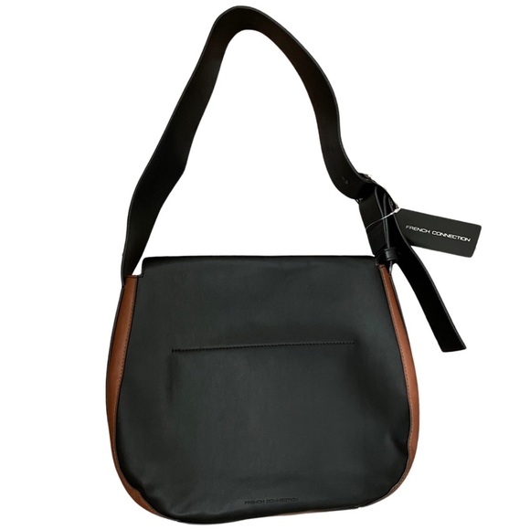 NWT French Connection Olivia Bucket Bag -Women's Handbag | Black & Brown Leather - Picture 4 of 7